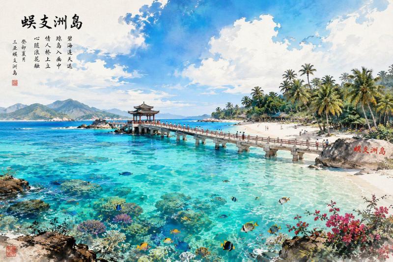 蜈支洲岛清澈海水