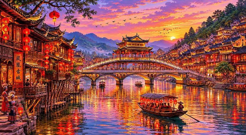 凤凰古城沱江吊脚楼