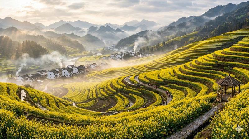 婺源江岭油菜花梯田