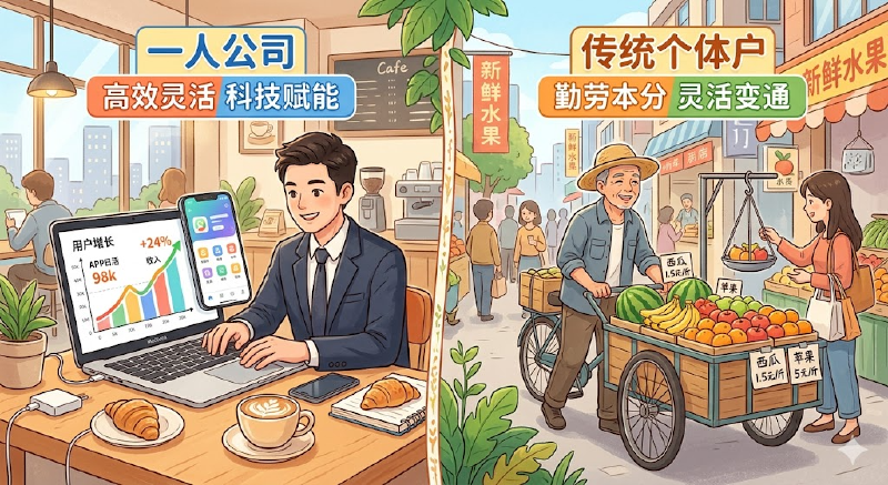 个体户 vs 一人公司对比