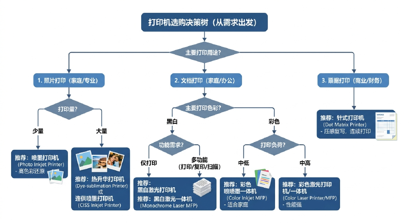 打印机选购决策流程图